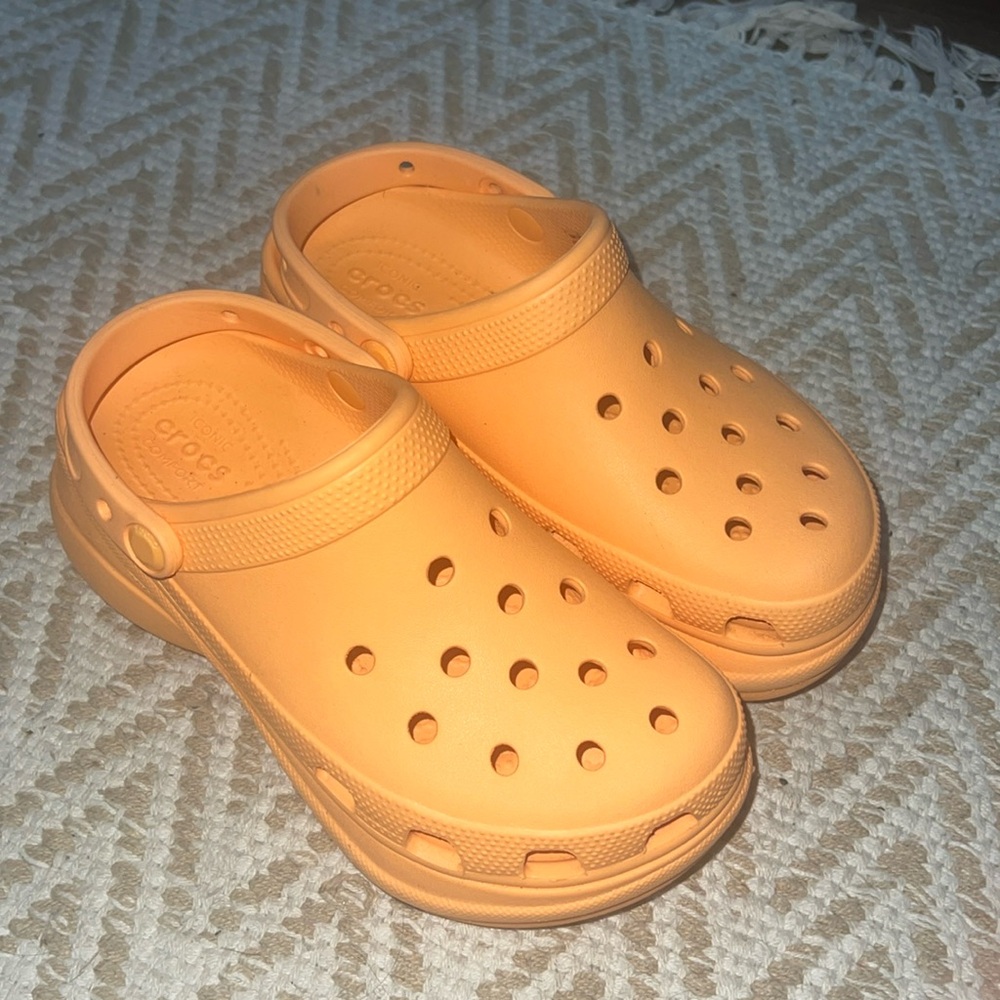 Orange platform Crocs